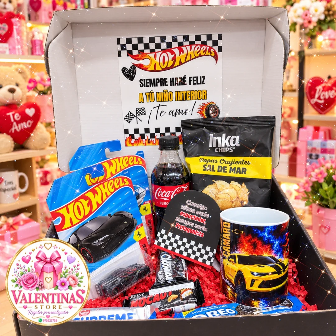 KIT DE REGALO HOTWHEELS Y AMOR